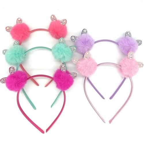 Cute bows Rabbit ears Hairball girls hairbands kids headbands children hair hoop boutique tiara headwear hair accessories