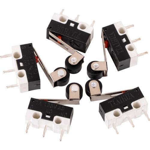 5pcs AC 125V 1A Miniature Limit Switch Roller Lever Arm SPDT Sub Microswitch 12 x 6 x 6mm