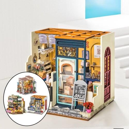 Handcraft Miniature Dollhouse Shop with LED Light Doll House for Kids Adults