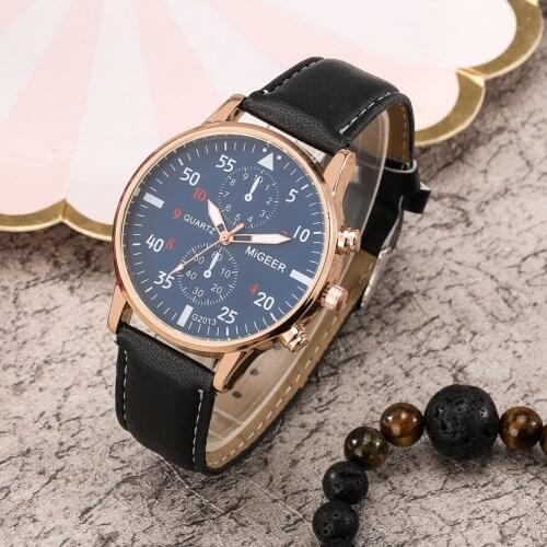 Mens Watch Bracelet Set Fashion Quartz Digital Dial Clock Leather Strap Band Male Black Bangles Practiacl Gifts Box for Friend