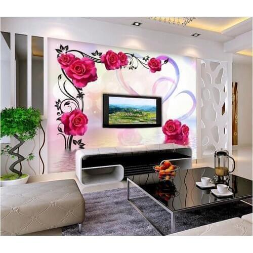 3d wallpaper custom mural Dream heart water reflection roses background photo wallpaper for walls 3 d living room home decor