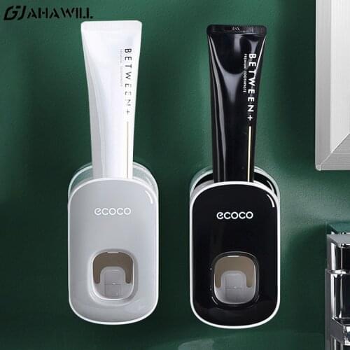 AHAWILL Wall Mounted Automatic Toothpaste Squeezer Free Punching Toothpaste Dispenser Toothbrush Holder Bathroom Accessories