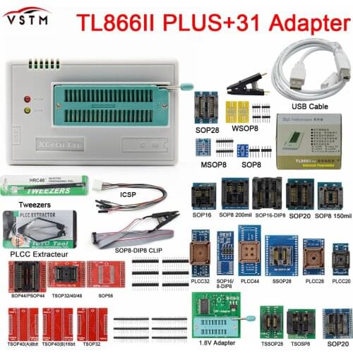 2021 New Original TL866II Plus With 31 Adapter TL866 USB Universal Programmer 24 93 25 mcu EPROM better than TL866 cs/TL866A