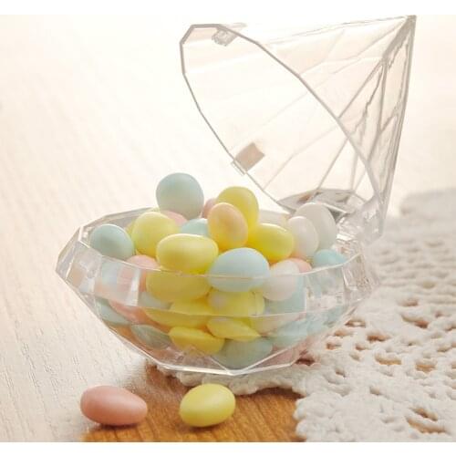 Transparent Diamond Shape Candy Box Wedding Birthday Favor Gift Boxes Party Box Clear Plastic Container Home Decor Gift S/M 1pc