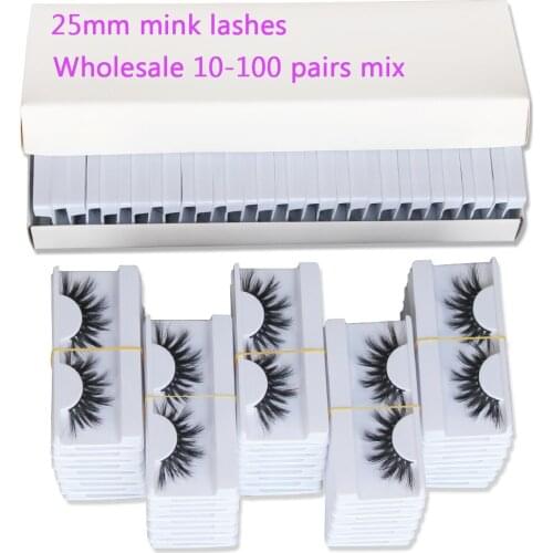 LASH TIMES Mink Eyelashes Wholesale 10-100 Pairs 25MM Real Mink Hair Long Thick Dramatic Eyelashes Makeup 3d Mink lashes Bulk