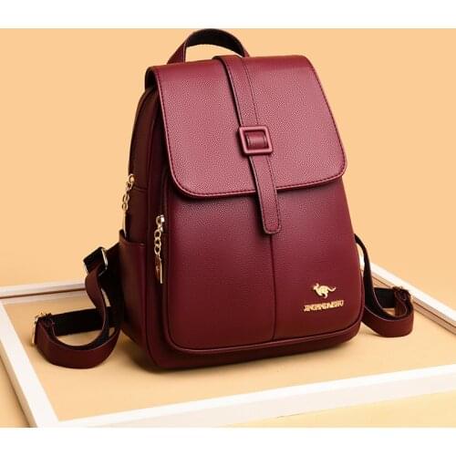 High Quality Backpack Women Leather Waterproof Back Pack Travel Large Capacity Bagpack 2021 Kangaroo Brand Mochilas Para Mujer