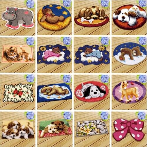 Cartoon Animal Series Carpet Embroidery For Modern Living Room Latch Hook Rug Kits Cross Stitch Kits Buttons For Needlework DIY
