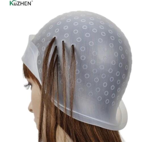 Silicon Highlights Hat Reusable Hair Colouring Highlighting Dye Cap Frosting Tipping Dyeing Color Tools Hair Color Styling Tool