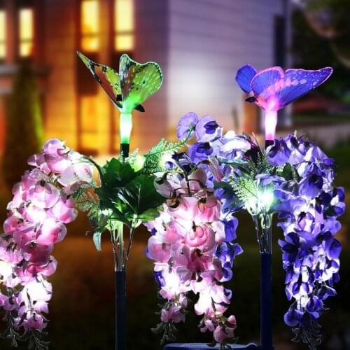 Solar Light Outdoors LED Simulation Bean Flower Lawn Lamp Outdoor Waterproof Garden Courtyard Park Path Lawn Decorative 1/2 Pcs