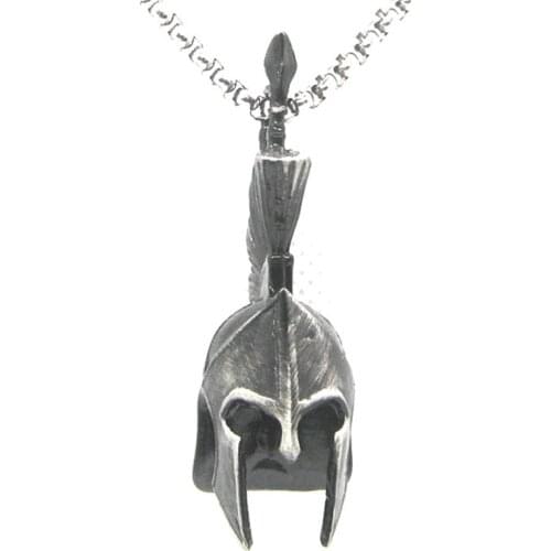 Spartan Pendant 316L Stainless Steel Gothic Biker Punk Feather Retro Necklace 65cm Chain