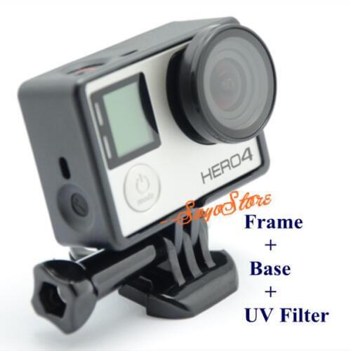 Standard Protective Frame + Base + UV Filter Accessories Set for Go Pro Hero 3 3+ 4 Free Shipping