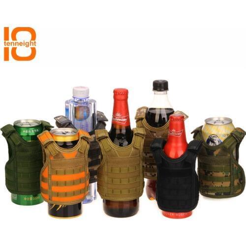 TENNEIGHT Tactical Beer vest Military Molle vest mini Miniature Wine bottle cover vest Beverage Cooler Adjustable shoulder strap