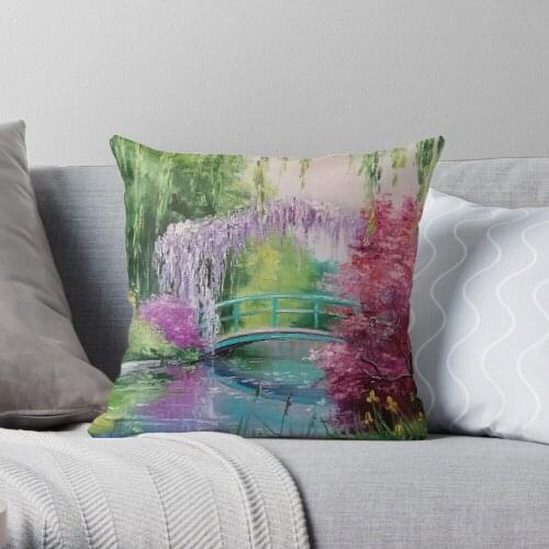 In the garden of Monet Throw Pillow Cushion Cover Polyester throw pillows case on sofa home living room car seat decor 45x45cm