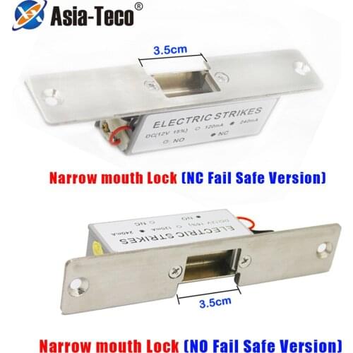 Access control Lock NO NC Electric Strike Lock Narrow Wide Type Electric Door Lock Wood Metal Door DC 12V Fail Secure Fail Safe