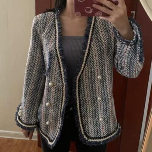 Women oversized Outerwear Coats 2021 Spring Striped Plaid Suits Korean Female Coat Loose Retro HK Style Basic Jackets Ins New