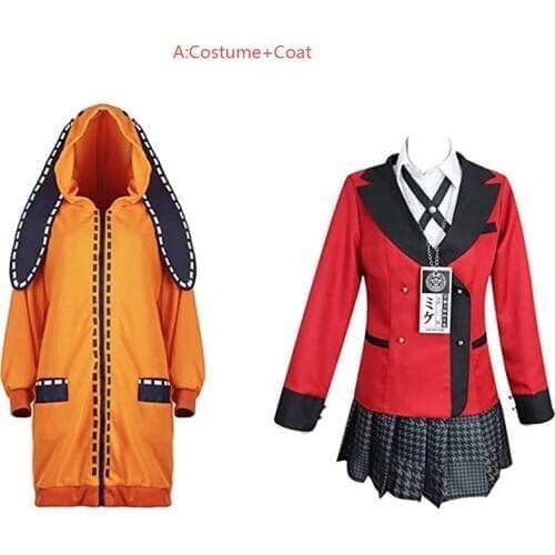 Women Anime Kakegurui Cosplay Figure Yomotsuki runa Cosplay Costume JK School Girls Uniform Hoodie Halloween Dress Wigs S-2XL