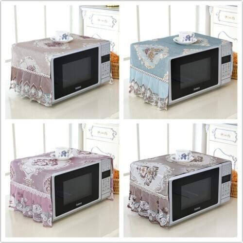 1 Pcs Cloth Embroidered Lace Microwave Cover Cover Cloth Oven Set Oilproof Dust Curtain Kitchen Household Cover Towel