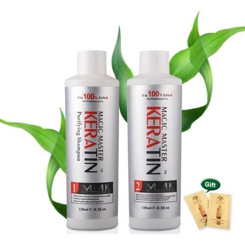 120ml Free Formalin Keratin Coconut Smell Hair Treatment Natural +120ml Purifying Shampoo Straightening for Hair