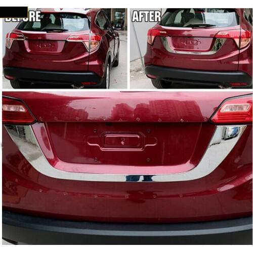 2017 ACCESSORIES FIT FOR Honda HR-V / VEZEL 2014-2016 CHROME REAR TRUNK LID COVER LICENCE PLATE TRIM TAILGATE MOLDING BOOT