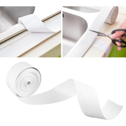 3.2m*38mm White Mildewproof Waterproof Strip Tape For Bathroom Kitchen Long Lasting Mildew Resistant Toilent Corner Line Sticker
