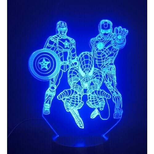 Marvel Anime 3D Lamp Ironman Night Lights Set Spiderman America Captain Model Doll Figma Action Figma Figurals Collectible Gift