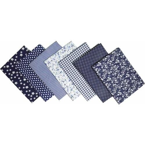 7pcs Assorted Pre-Cut 50CM*50CM Navy blue Cotton Fabric Bundle Printed Cloth DIY Tilda scrapbooking Patchwork Quilting Fabric