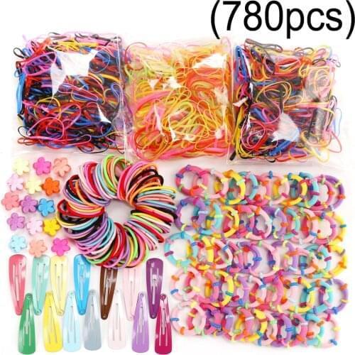 780pcs Girls Hair Accessories Set With Box Elastic Ties Hair Band Metal Buckle Hairpin Flower Hair Claw Birthday For Girls Teens