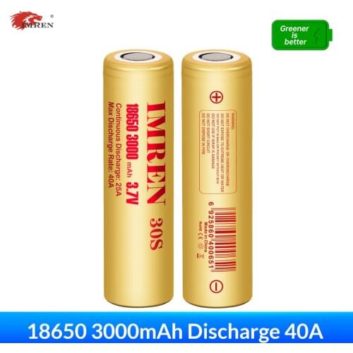 IMREN New Original 18650 3.7v 3000mAh Discharge 25A Rechargeable Battery Li-ion Battery for Flashlights Drone Headlamps RC Cars