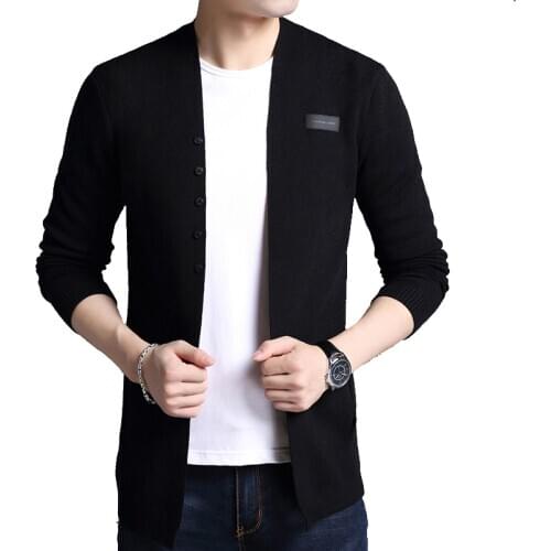 TFETTERS Brand Sweater Autumn Knitted Sweater Outerwear Cardigan Sweater Mens Breasted Self-cultivation Black Sweater