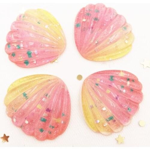 6PCS Resin Bling Colorful Paillette 3D Big Shell Flatback Rhinestone Appliques Ornament DIY Wedding Scrapbook Craft SW890