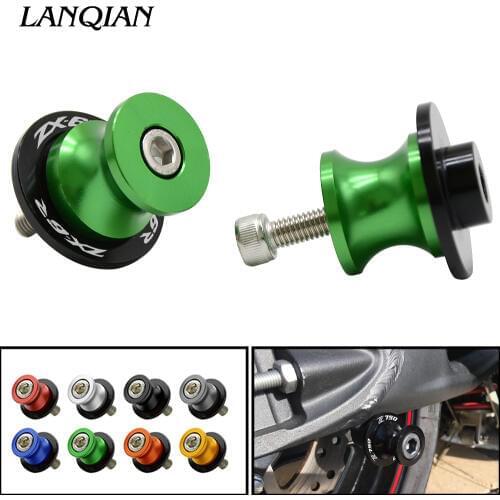 For KAWASAKI Ninja ZX6R ZX7R ZX9R ZX10R ZX12R ZX14R Z1000 Z750 ZZR600 ZRX1100 Swingarm Sliders Spools M6 M8 M10 screws stand