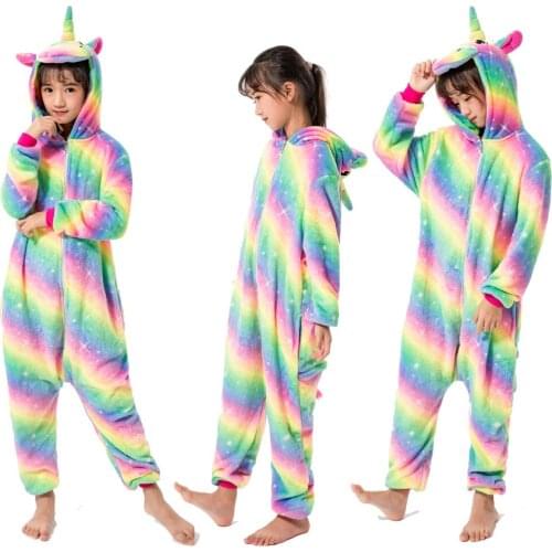 Flannel Children Warm Winter Pajamas Kids Overalls Girls Unicorn Pijamas Boys Kigurumi Panda Pajama for 4 6 8 10 12 Years Boy