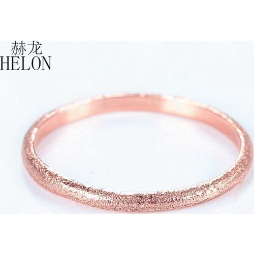 HELON HELON Solid 10k Rose Gold Elegant Women Sandblast Engagement Wedding Ring Art Deco Trendy Fine Jewelry Band Ring