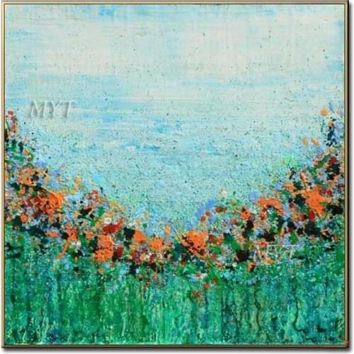 No Framed Red Flowers Green Glass Artwork Handmade Picture Paintings Oil Painting Canvas Home Wall Living Room Artwork Fine Art