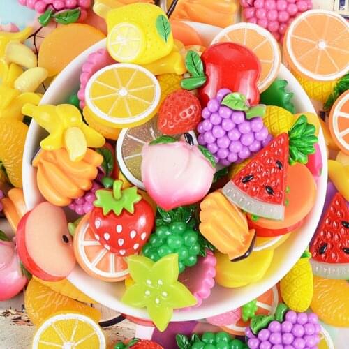 Kawaii Resin Fruit Food Flatback Cabochon 10pcs For Embellishment Accessories Scrapbooking Craft