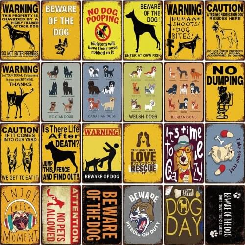 [ Kelly66 ] Pet Shop Warning Beware Of Dog No Pooping Allowed Metal Sign Home Decor Bar Wall Art Painting 20*30 CM Size DG-4