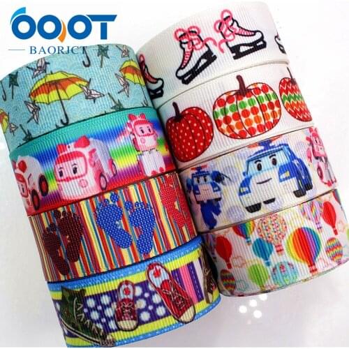 OOOT BAORJCT 176031 22mm 10yard Cartoon Ribbons Thermal transfer Printed grosgrain Wedding Accessories DIY handmade material
