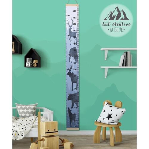 Wooden Children Height Ruler Wall Hanging Cartoon Pattern Height Measure Ruler For Kids Growth Chart Table Home Wall Sticker