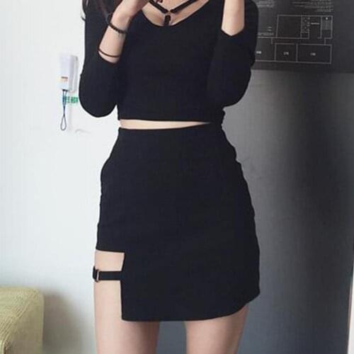 Korean Style Mini Skirt High Waist Black Dance Skirt Short Gothic Asymmetrical Harajuku Sexy Bodycon Short Skirt Streetwear