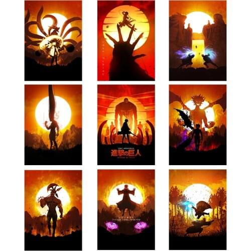 Cartoon Anime Canvas Painting Attacking Giant Posters and Prints Print Mural Pictures Childrens Room Home Wall Decor Painting