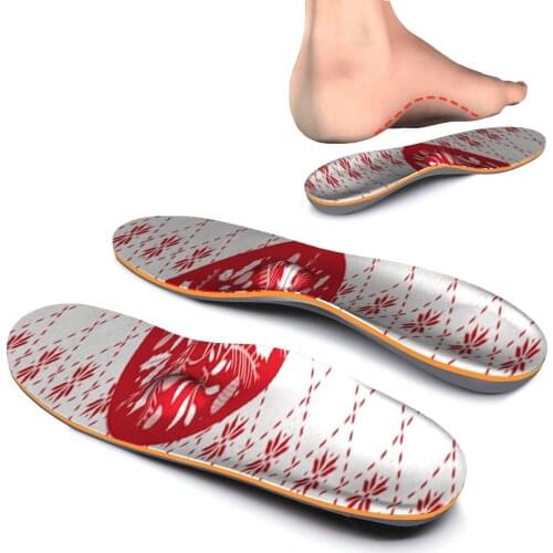 Red Stripe Original length High Arch Support Insoles for Men and Women flat feet Orthotic Inserts iFitna