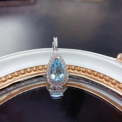 925 silver inlaid natural topaz pendant necklace fresh and elegant banquet must-have style
