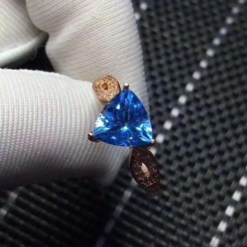 Finger ring Natural real blue topaz 925 sterling silver ring Wholesales For men or women