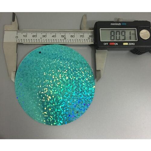15pcs Light Blue Laser Large Round Sequins 80mm PVC Flat Sequins Artesanatos Accessories With 2 Holes for wedding Craft