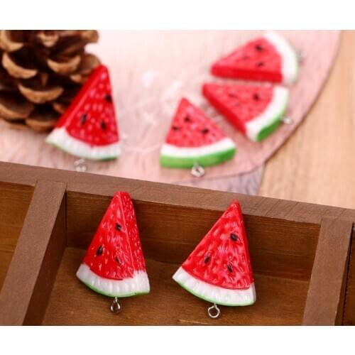 10pcs/pack 28x14mm Fruit Watermelon Resin Charms for Earring Keychain Necklace Pendant Jewlery Findings DIY Phone Charms