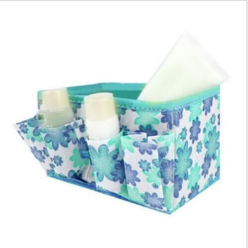 Portable Cosmetic Storage Box Make Up Organizer Folding Desktop Dressing Jewelry Storage Box Small Bags Makeup Basket 18*10*10cm