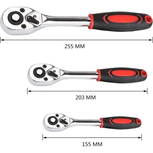 1PCS 1/4" 3/8" 1/2" Chrome Steel High Torque Ratchet Wrench for Socket 24 Teeth Quick Release Wide Used Professional Hand Tools