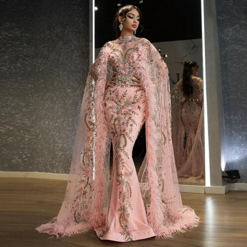 Pink Elegant Exquisite High Quality Evening Dress Floor Length Applique Tulle Tassel Special Occasion Prom Dress Custom Made