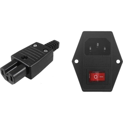 1 Pcs IEC320 C15 Female Outlet Socket Power Adapter Connector & 1 Pcs 3 Pin Iec320 C14 Ac Inlet Male Plug Power Socket
