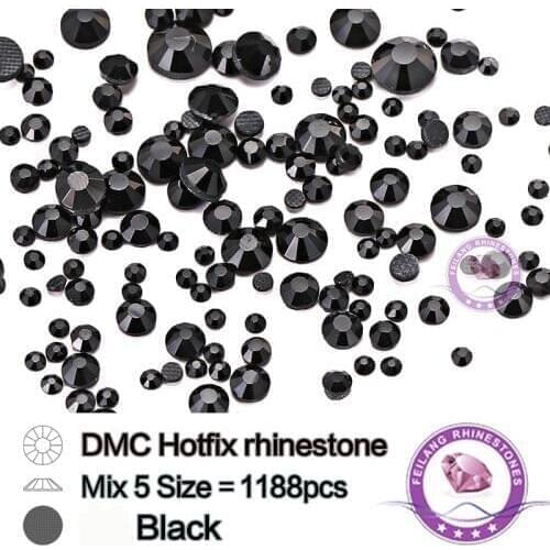 Hotfix Rhinestones SS6 SS10 SS16 SS20 SS30 Black Color Brides Stones Garment Accessories Crystal Strass,Wholesale